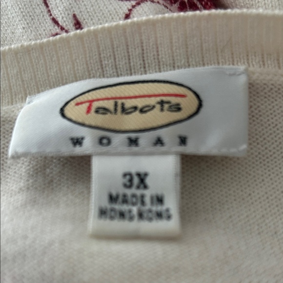 Talbots Ivory Rose Knit Top in excellent condition Cotton/Silk Long Sleeved - Picture 3 of 5
